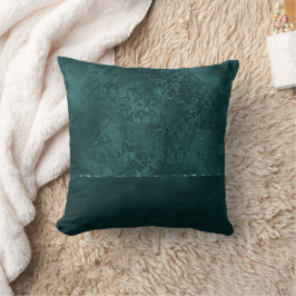 Almofada Midnight Teal Romance | Dark Satinge Damask