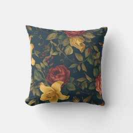 Almofada Midnight Victorian Floral – Yellow Lilies & Roses 
