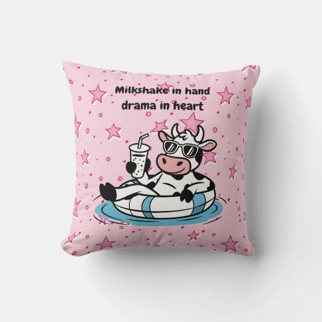 Almofada Milkshake in Hand, Drama in Heart | Cool Cow Decor (Frente)