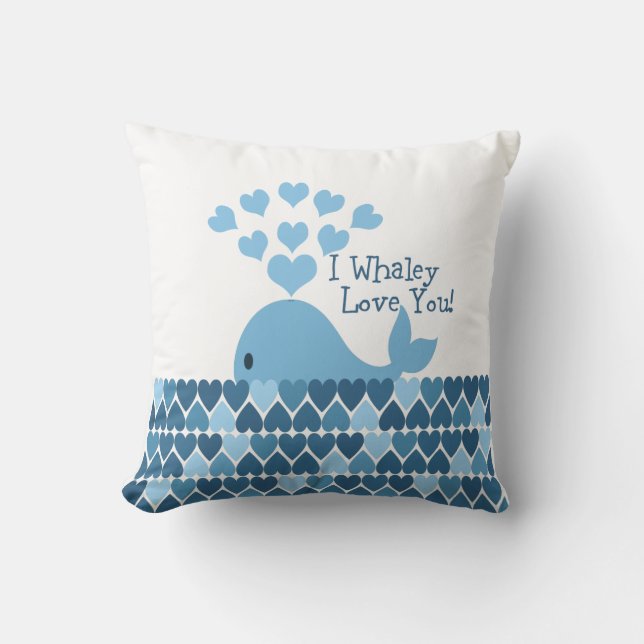 Almofada Mim amor de Whaley você! Azul (Frente)