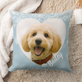Almofada Mimo Personalizado de Cachorro Gato Foto Azul Memo