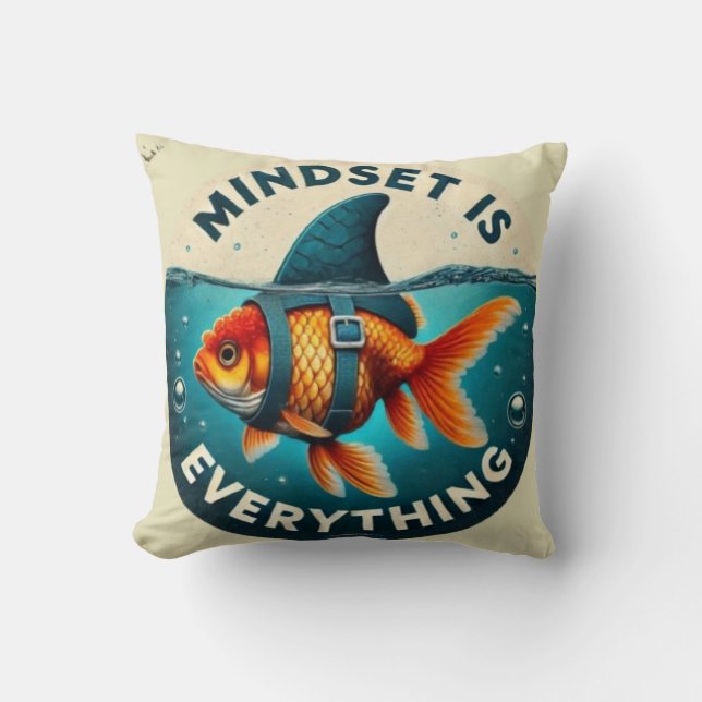 Almofada Mindset Is Everything Goldfish Motivational Quote (Frente)