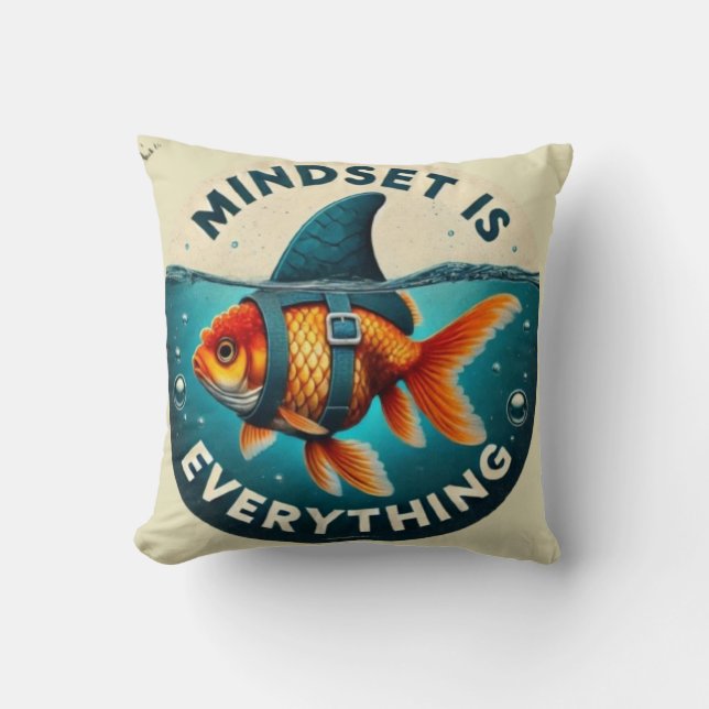 Almofada Mindset Is Everything Goldfish Motivational Quote (Frente)