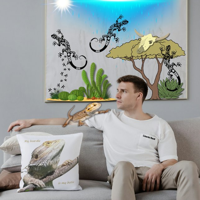 Almofada Minha Carteira É O Meu Bestie Travesseiro decorati (Lizard parents can be a serious bunch. This pillow declares such sweet, calm companionship!)