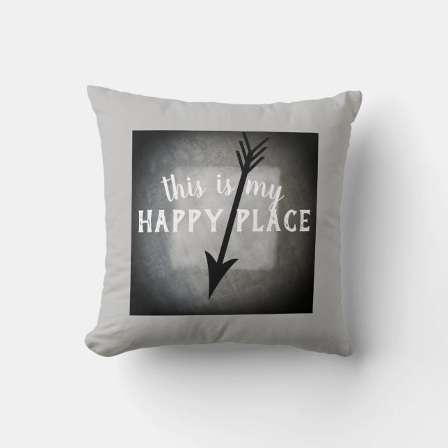 Almofada minha cinza de lugar feliz e o texto angustiado br (Frente)