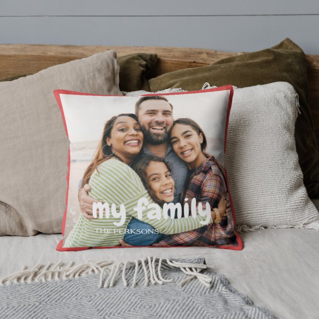 Almofada Minha Família | Sobreposição de texto de inicializ (Criador carregado)