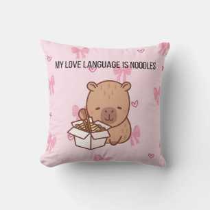 Almofada Minha Linguagem do Amor São Macarrão   Kawaii Capy