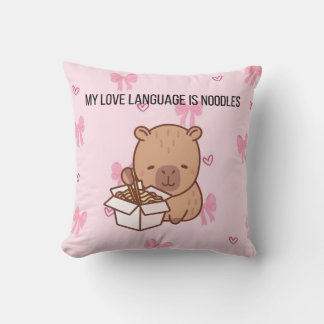 Almofada Minha Linguagem do Amor São Macarrão | Kawaii Capy