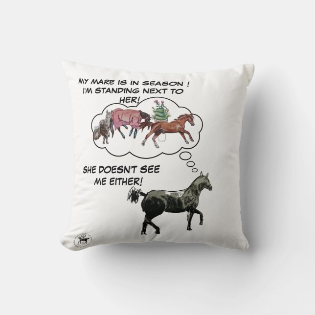 ALMOFADA MINHA MARE ESTÁ NA ÉPOCA, HORSE ENGRAÇADA (Frente)