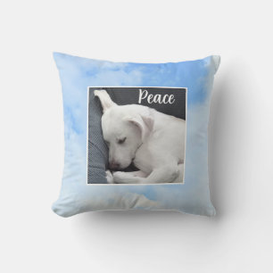 Almofada Minha paz Eu te dou Bíblia Verso Cachorro Azul