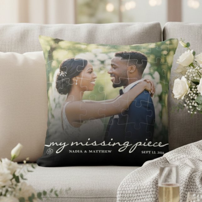Almofada Minha Peça Faltando Foto Quebra-Cabeça Casamento (My Missing Piece Photo Jigsaw Puzzle Wedding Throw Pillow
)