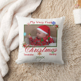 Almofada Minha Primeira Foto de Natal do Bebê Personalizada