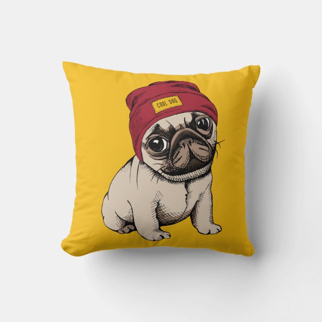 Almofada Mini Pug do hipster do filhote de cachorro (Frente)