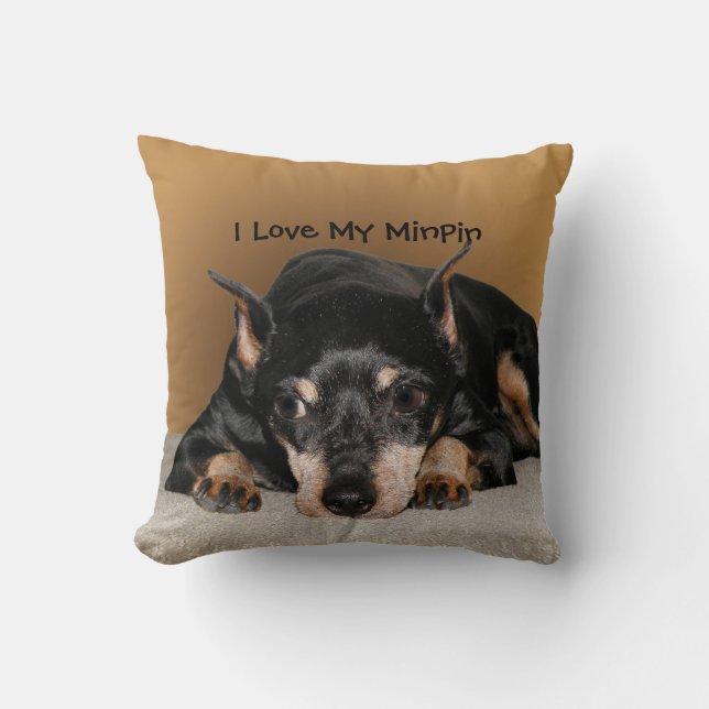 Almofada Miniatura Pinscher t.c.p. Min Pin Love Pet Name (Frente)