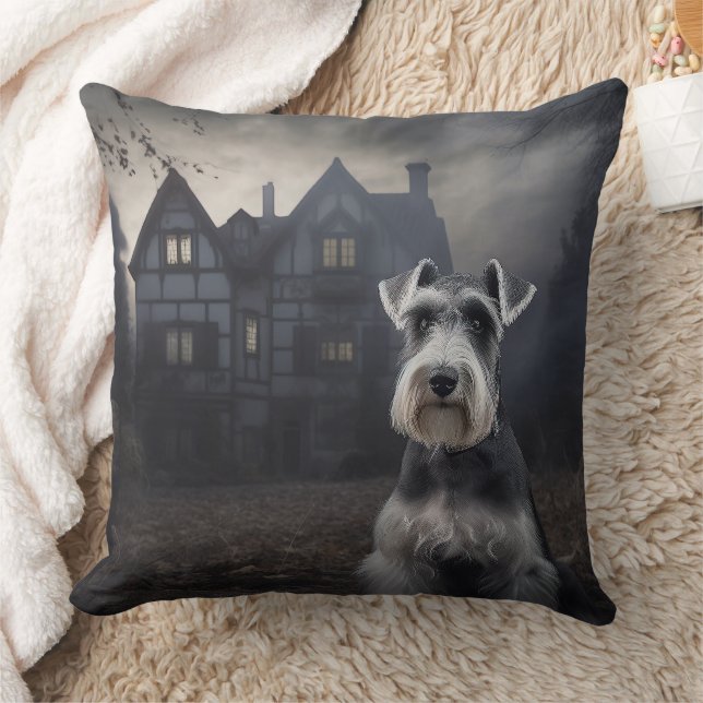 Almofada Miniatura Schnauzer Halloween Scary (Cobertor)