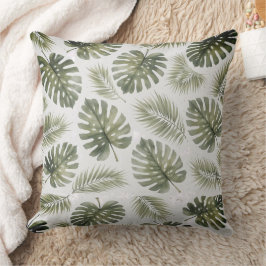 Almofada Minimal Black and White  Monstera Palm Leaves