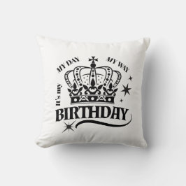 Almofada Minimal Black Crown Birthday Quote Typography