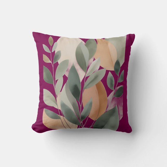 Almofada Minimal Botanical Leaf Pattern pillows (Frente)