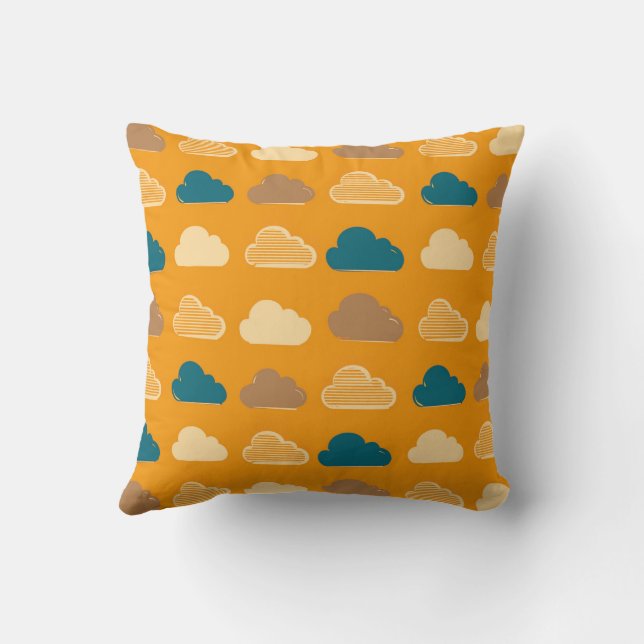 Almofada Minimal Clouds Pattern – Orange Sky Vibes (Verso)