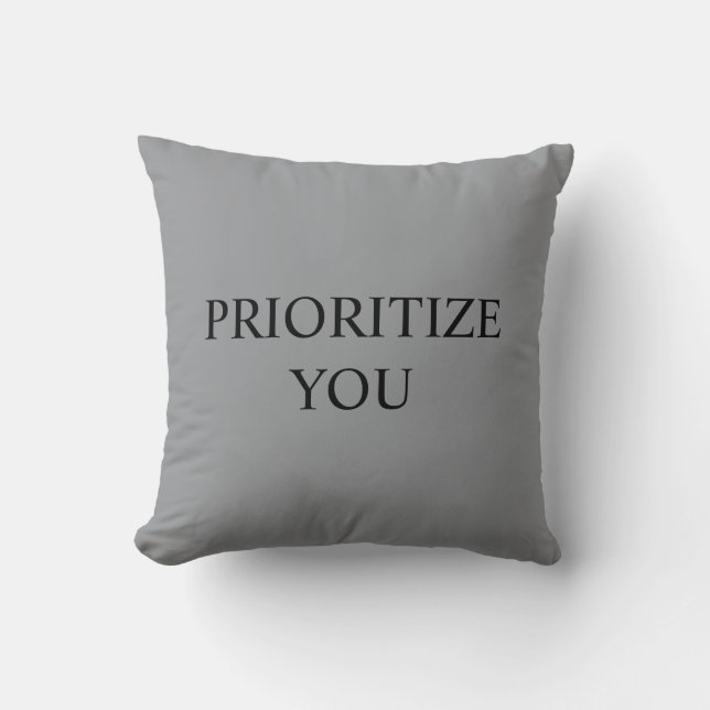 Almofada Minimal Prioritize You Quote Cool Gray (Frente)
