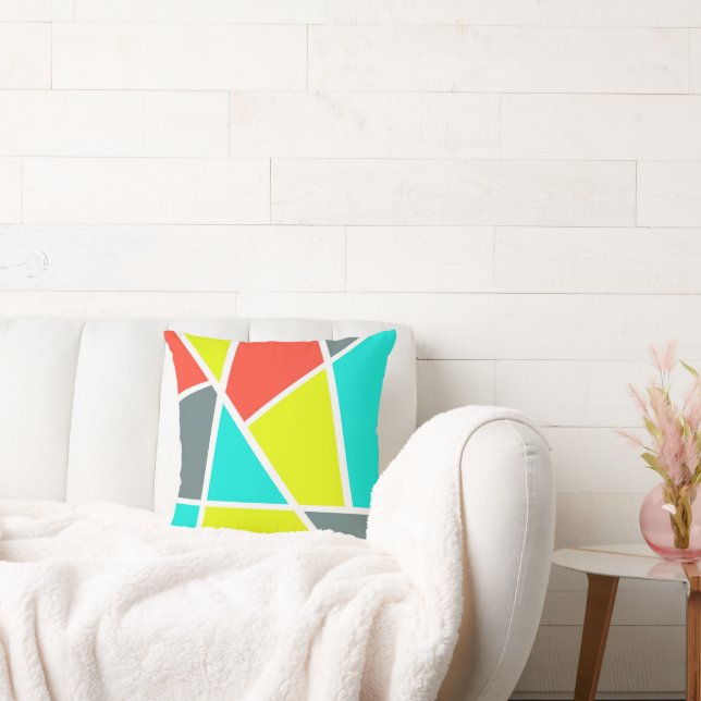 Almofada Minimalismo amarelo do coral abstrato Art Cinza (Sofá)