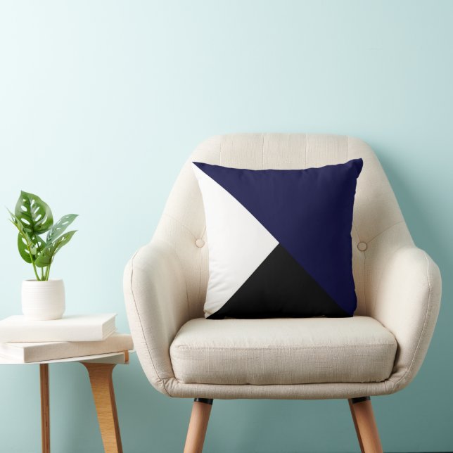 Almofada Minimalismo de abstrato Art Azul branco preto (Cadeira)