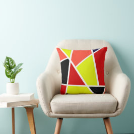 Almofada Minimalismo de coral amarelo-abstrato Art preto