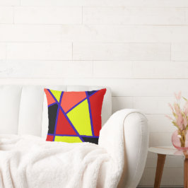 Almofada Minimalismo de coral amarelo-abstrato Art preto
