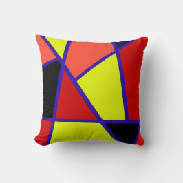 Almofada Minimalismo de coral amarelo-abstrato Art preto