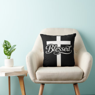 Almofada Minimalist Blessed Cross Christian Faith Design