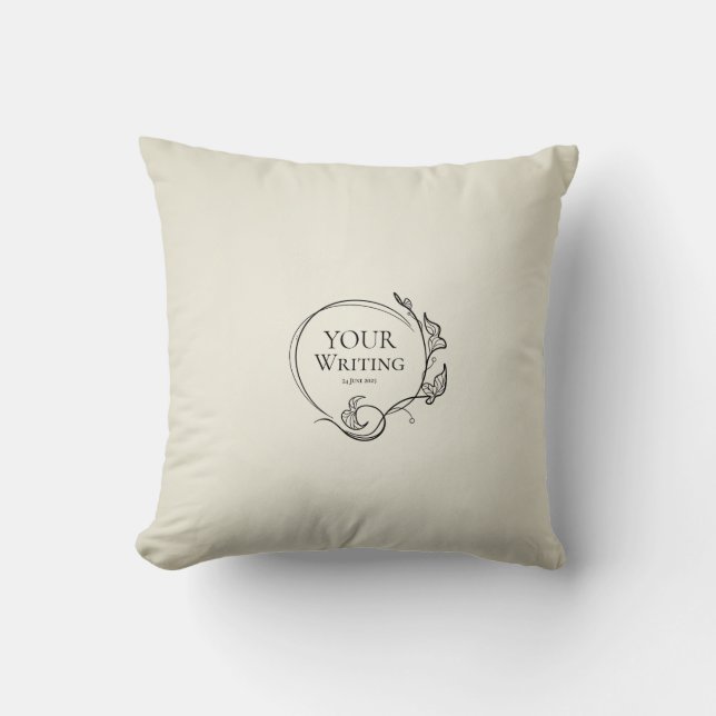 Almofada Minimalist  Botanical  custom Text Throw Pillow (Frente)