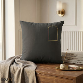 Almofada Minimalist Charcoal Grey Throw Pillow - Matte Gold