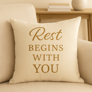 Almofada Minimalist Cozy Quote Pillow -Rest Begins With You