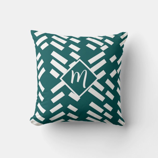 Almofada Minimalist Diagonal Striped Pattern, Monogram (Frente)