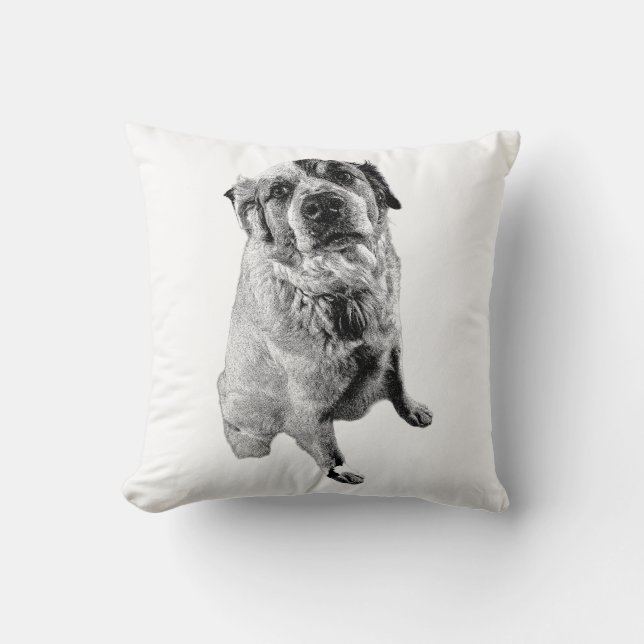 Almofada Minimalist Dog Ink Art Throw Pillow (Frente)
