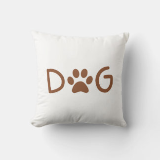 Almofada Minimalist "DOG" Typography Throw Pillow with Paw 