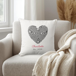 Almofada Minimalist Heart Fingerprint Personalized Name