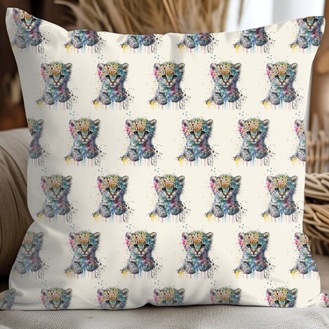 Almofada Minimalist Ivory Watercolor Leopard Pattern (Criador carregado)