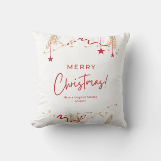 Almofada Minimalist Merry Christmas Typography Throw Pillow