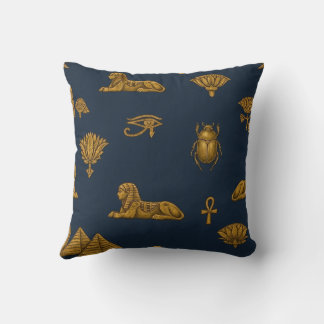 Almofada Minimalist Navy & Antique Gold Egyptian Pattern