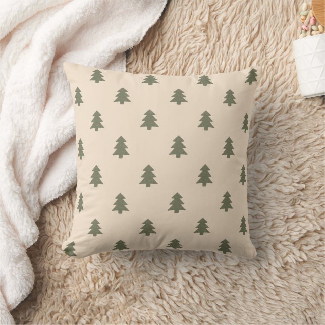Almofada Minimalist Pine Tree Beige Boho Farmhouse Winter (Cobertor)