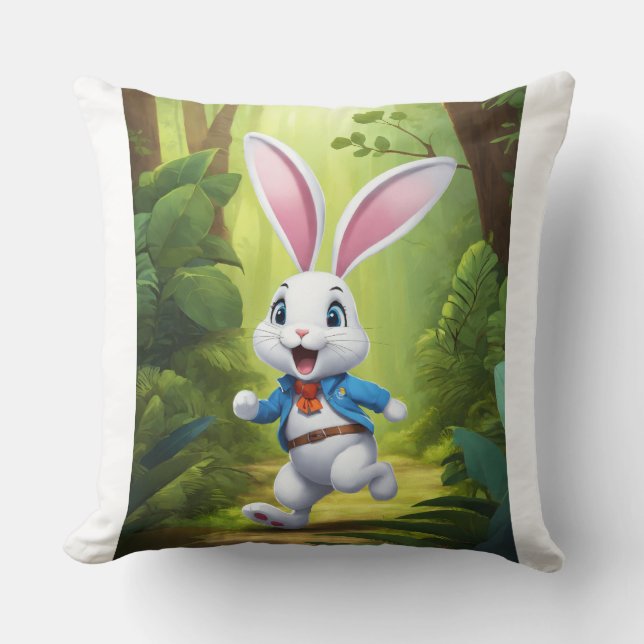 Almofada Minimalist Rabbit Logo Pillow Cover | Cute Bunny H (Frente)