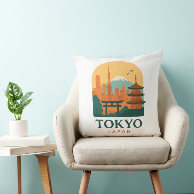 Almofada Minimalist Tokyo Travel Throw Pillow – Modern  (Cadeira)