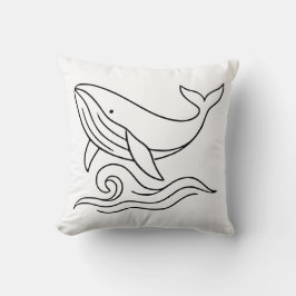 Almofada Minimalist Whale Line Art – Ocean Animal