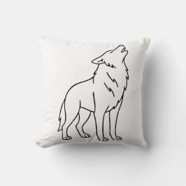 Almofada Minimalist Wolf Line Art – Howling Wildlife