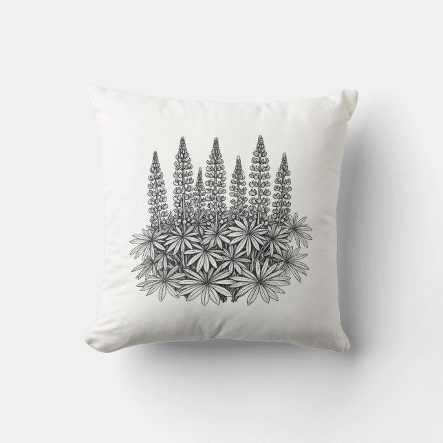 Almofada Minimalista Botânica de Lupino (Frente)