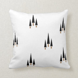 Almofada Minimalista de Árvore de Natal Preta e Branca