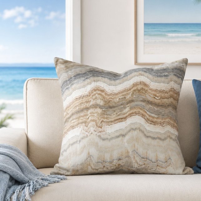 Almofada minimalista escandinavo granito mármore cinza marr (minimalist scandinavian granite brown grey marble throw pillow)