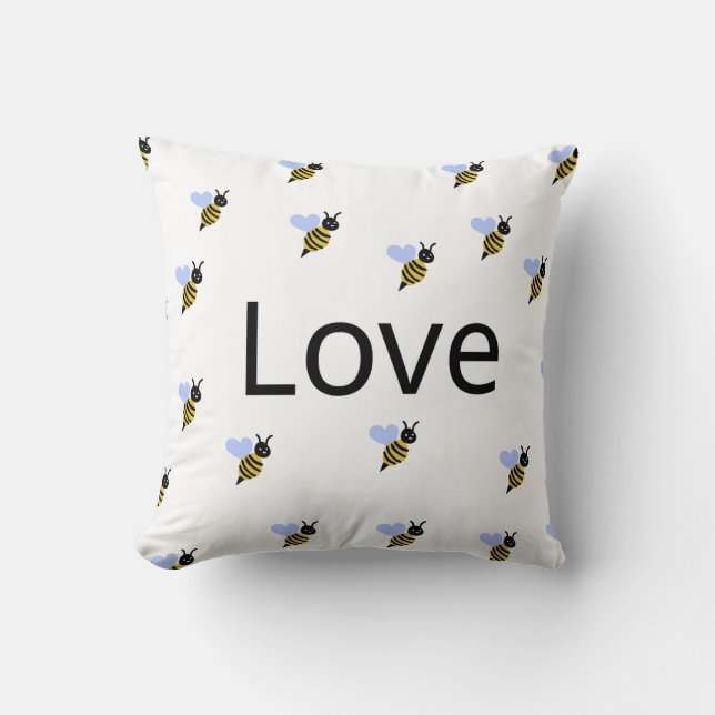 Almofada Minimalista "Love & Bees" – Romântica  (Frente)