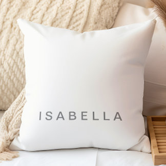 Almofada Minimalista Moderno Branco, Cinza Nome Personaliza